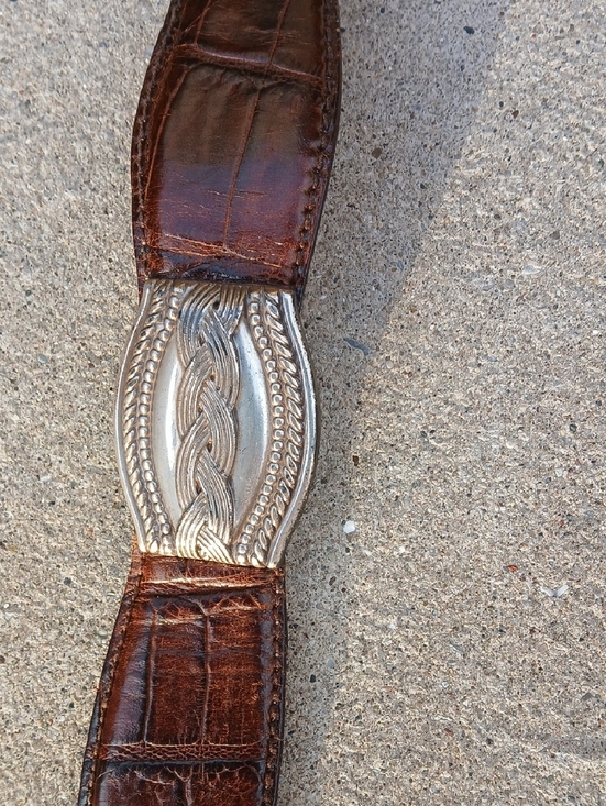 Fossil Leather Belt Womens Sz M Silver Buckle Brown Leather Sz M  28\